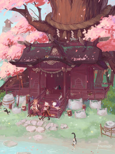 Rendered bg + teeny tiny itty bitty little people
