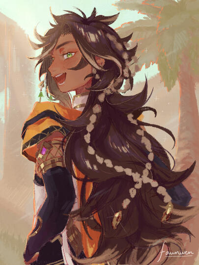Rendered bg + 2 tiny ppl